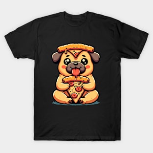 Pug Dog Eating Pizza T-Shirt